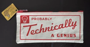 Probably Technically A Genius Pencil Case Blue Q 8.5" L X 4" W - Picture 1 of 5