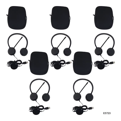 Jabra Evolve HSC060 Dual Wired Headset W/detach ENC060 USB Adapter Lot 5 E5723 - Image 1 of 4