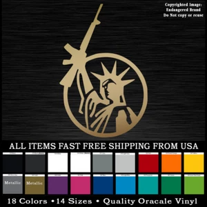 Statue of Liberty Circle holding gun Gold  2nd Amendment NRA Decal sticker - Picture 1 of 9