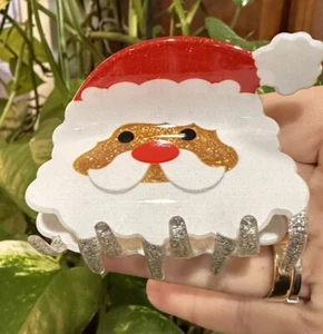 3" Weihnachten Weihnachtsmann Acryl Haarkralle Clip Schimmer Urlaub Accessoire Neu - Bild 1 von 4