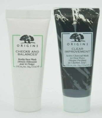 Set: Origins Clear Improvement Charcoal Mask & checks and balance cleanser trave - Image 1 of 2