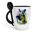 Kaffeetasse Tasse mit Löffel Hunde Geschenke Sprüche Schäferhund Motiv Lustig