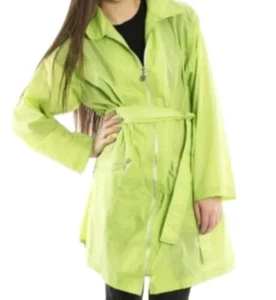 DVF the Color Authority 90s lime nylon belted raincoat size medium - Picture 1 of 9