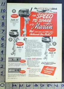 1951 MARTIN 100 75 45 AQUAMATIC SYNCRO-TWIST OUTBOARD BOAT MOTOR SPORT AD FC8077 - Picture 1 of 1