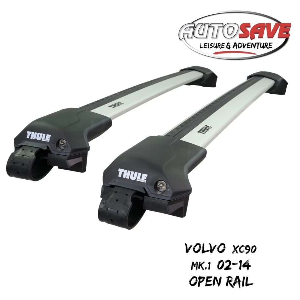 Barras de techo plateadas Thule WingBar Edge Volvo XC90 Mk.1 02-14 rieles abiertos aluminio aerodinámico Foto 1 de 1