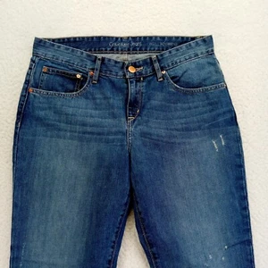 Calvin Klein Jeans Womens 27 Blue Boyfriend Denim Disterssed Tapered Cotton - Picture 1 of 13