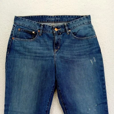 Calvin Klein Jeans Womens 27 Blue Boyfriend Denim Disterssed Tapered Cotton - Image 1 of 4