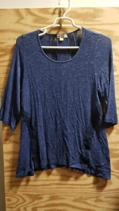 Jennifer Moore Women's Tunic Top Shirt Large Blue Round neck 3/4 sleeve - Picture 1 of 11