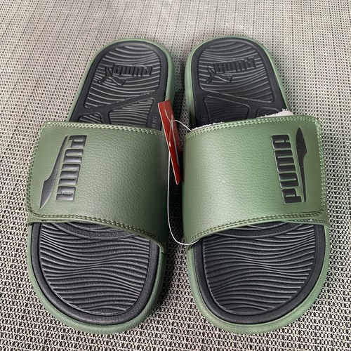 Sandali da uomo PUMA Cool Cat taglia 8 ad alto rischio verde nero logo regolabili slide