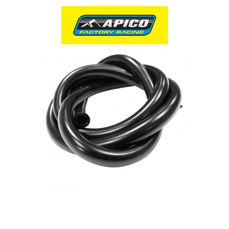 Tubo carburante/benzina APICO Motocross MX bici serbatoio a carb NERO 8mm lunghezza 1 metro