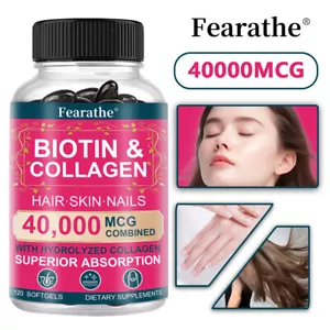 Vitaminas para piel y uñas del cabello | 30 a 120 cápsulas blandas | Biotina y colágeno - Imagen 1 de 13