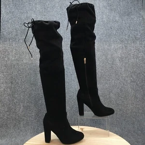 Journee Collection Boots Womens 9 Maya Over The Knee High Black Zip High Heels - Picture 1 of 17