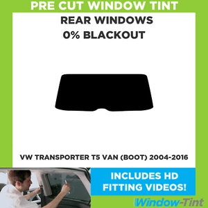 Pour VW Transporter T5 (Hayon Coffre) 2004-16 Pré Coupe Vitre Teinté 0% Blackout - Picture 1 of 10