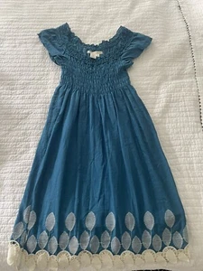 Max Studio Short Tiered Boho Dress Size S Embroidered Hemline Blue Gypsy - Picture 1 of 8