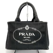 Auth PRADA Canapa 1B439 Black Canvas Tote Bag