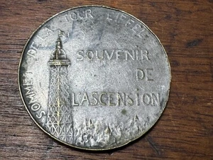 T2: 1889 Eiffelturm Himmelfahrt Silber beschichtete Bronze Medaille / Medaille - Bild 1 von 4
