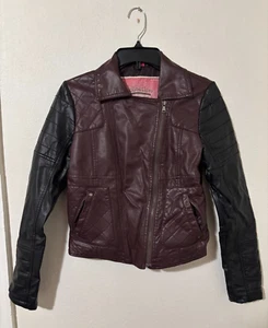 Collection by Bernardo Womens Size S Faux Leather Jacket Brown + Black - Picture 1 of 3