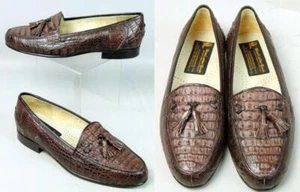 Men's Bespoke SIAM LEATHER GOODS Custom Crocodile Leather Loafers Dress Shoes 9 - Picture 1 of 10