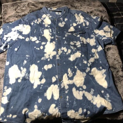 Men’s SEAN JOHN S.S.Shirt  Bleached Stretch Blue Distressed 3XL. Pre-Owned. - Image 1 of 4