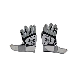 Guantes de bateo gris/negro autografiados Oswaldo Cabrera ""G/U 2023" con lágrimas - Imagen 1 de 2
