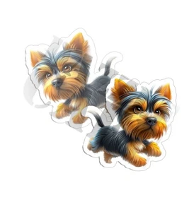 Adesivo decalcomania vinile Yorkshire Terrier interno esterno creature coccolose 2 pezzi - Foto 1 di 3