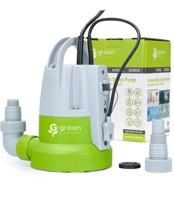 Bomba de sumidero sumergible Green Expert 1/3 HP con interruptor de sensor de flujo único cable de 25 pies Foto 1 de 4