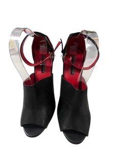 Charles Jourdan Paris Leather Black Open Toe Stiletto Pumps High Heel Size 8.5M - Picture 1 of 6