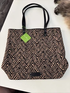 Vera Bradley Purse Zebra Print Tote Black Tan Hand Bag NWT - Picture 1 of 11