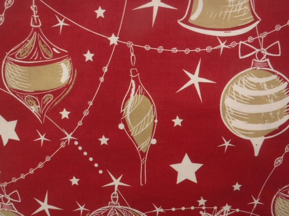 18 x 18 Pillow Cover Christmas Theme Red With Various Ornaments And Stars - Image 1 of 1
