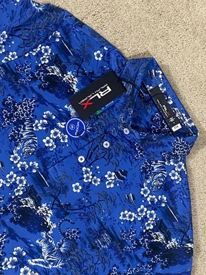 NWT RLX Polo Ralph Lauren Performance Golf Shirt Blue Tiger Print Men's Medium - Image 1 of 4