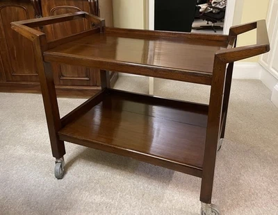 Vintage Mid Century Lacquered Teak Food Drink Serving Trolley - Image 1 of 4