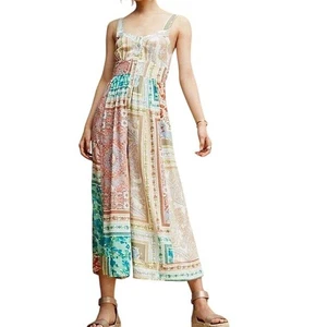 Mono recortado Plenty by Tracy Reese 10 boho con retazos florales bolsillos de rayón - Imagen 1 de 12