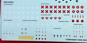 SPACE MARINE TRANSFER SHEET DECALS - OOP NEW WARHAMMER 40.000 40k - DARK ANGELS - Picture 1 of 1
