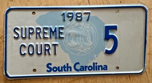 1987 SOUTH CAROLINA OBERSTER GERICHTSHOF NUMMERNSCHILD " 5 " SC NIEDRIGE NUMMER - Bild 1 von 1
