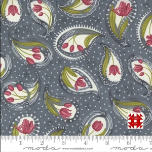 Graphite Tulip Paisley 44" fabricy by Moda, 48711-13, Robin Pickens, Tulip Tango - Picture 1 of 1