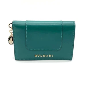 Custodia porta carte di credito Bvlgari Serpenti 280415 verde viola pelle oro - Foto 1 di 7
