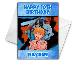 Tarjeta de cumpleaños personalizada CHAINSAW MAN - Tarjeta personalizada Cahinsaw Man - Imagen 1 de 2
