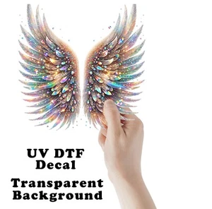 Jewel Angel Wings UV DTF Transparent Sticker / Decal - Picture 1 of 7