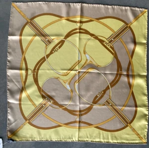 CODELLO Seidenschal Tuch 55x54 100% Seide Seidentuch Halstuch gold-braun - Bild 1 von 3