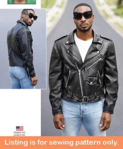 SEWING PATTERN Mens Clothes Moto Jacket Biking Biker Bike Faux Leather Plus 2011 - Picture 1 of 3