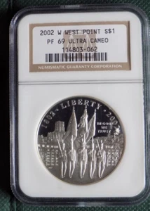 2002-W $1 Proof West Point Commem Silver Dollar NGC PF69 UCAM - Picture 1 of 2