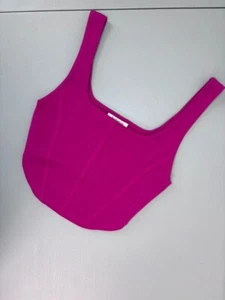 Babaton Aritzia women's small fuchsia pink sculpt knit bustier tank top cropped - Picture 1 of 5