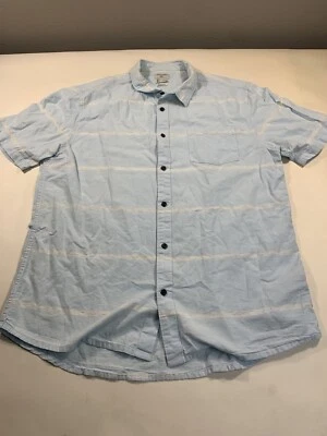 Quiksilver Shirt Mens XL Blue Striped Short Sleeve Button Up Casual - Image 1 of 4