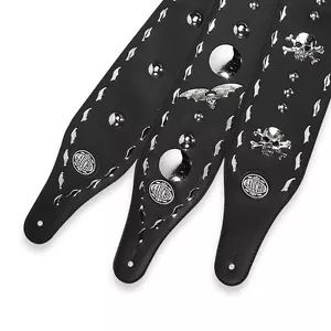 ░▒▓ GAUCHO Nieten Gitarrengurt ▓▒░ Metall Skull schwarz XXL extra Breit - Bild 1 von 4