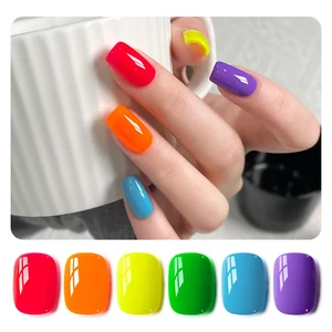 Neon Hot Pink Orange Gel Nail Polish Set, 6 Colors Glow in Dark UV Gel Polish - Picture 1 of 12