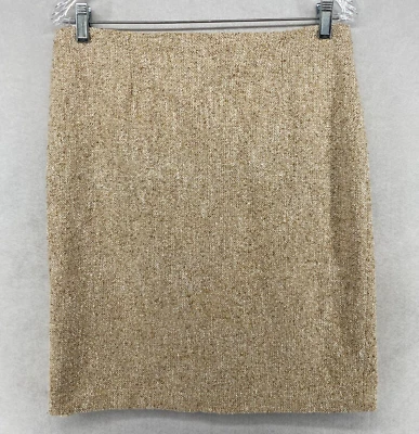VERTIGO PARIS Skirt 10 Cotton Silk Blend Tweed Pencil Straight Slit Beige France - Image 1 of 4