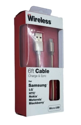 JUST WIRELESS 6ft Micro-USB CHARGING CABLE-PINK - Image 1 of 4