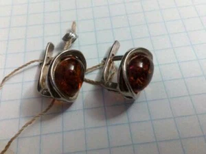 New Earrings Amber Stones Sterling Silver Stamp 925 Gift Women Fashion stylish - Picture 1 of 10