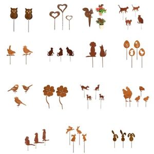 Garden Decors for Outside Metal Rusted Decorative Garden Stakes