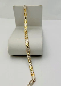 DaneCraft 24KT Gold Over 925 Sterling Silver 12 Gr Reversible Bracelet 7” - Picture 1 of 8